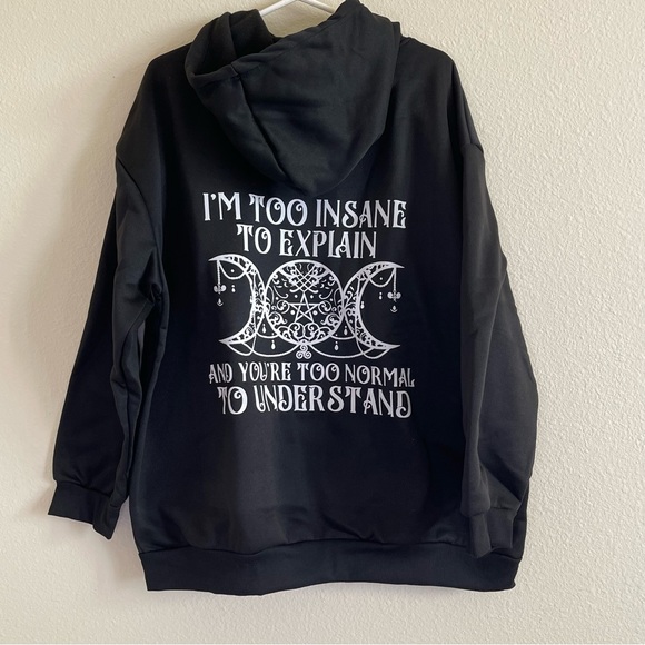 Black and white hoodie sweatshirt with funny sarcastic graphics - Picture 2 of 4